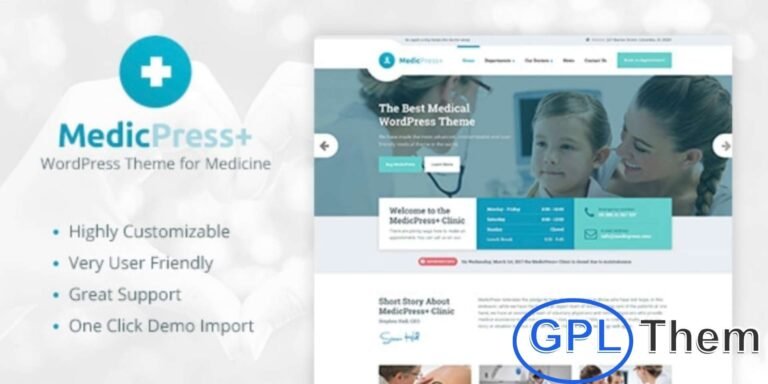 MedicPress – WordPress Theme for Medical Professionals MedicPress is a professional and trustworthy WordPress theme designed for doctors, clinics, and healthcare providers. It helps create a reassuring online presence, ensuring patients feel confident and secure when visiting your website.