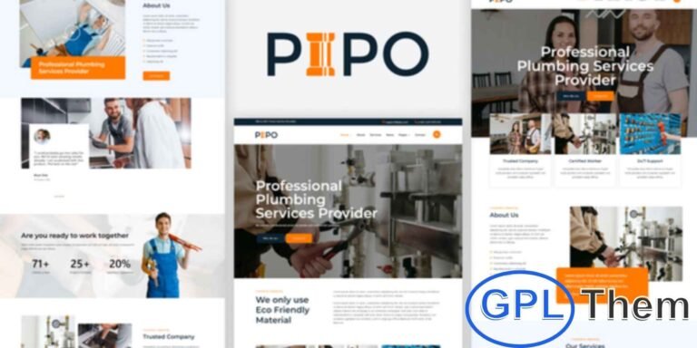 Pipo – Plumber Services Elementor Template Kit Pipo is a modern Elementor Template Kit designed for plumbing services, repair businesses, and multipurpose service providers. Featuring a clean, pixel-perfect design, it is fully responsive and works seamlessly on all devices.