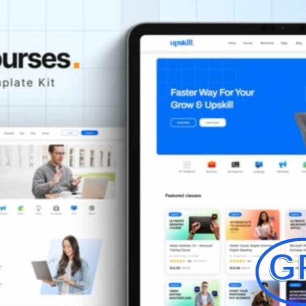 Upskill – Online Course Elementor Pro Template Kit Upskill is a modern and professional Elementor Pro Template Kit designed for online courses, e-learning platforms, and educational websites. It offers a clean, fully responsive, and retina-ready design, ensuring your site looks great on all devices.