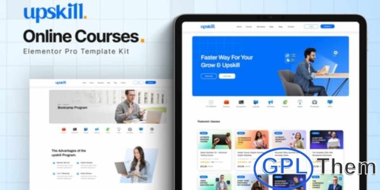 Upskill – Online Course Elementor Pro Template Kit Upskill is a modern and professional Elementor Pro Template Kit designed for online courses, e-learning platforms, and educational websites. It offers a clean, fully responsive, and retina-ready design, ensuring your site looks great on all devices.