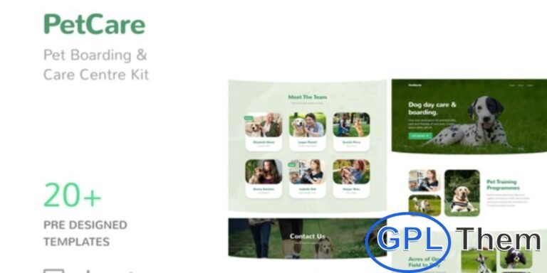 PetCare – Pet Boarding and Care Centre Elementor Template Kit PetCare is a fun and modern Elementor Template Kit designed for pet boarding, dog daycares, and pet care centers. Perfect for businesses offering services like dog training, medical care, nutrition, and daycare, this kit features cozy, bold, and visually engaging layouts.
