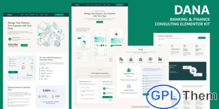 Dana – Banking & Finance Consulting Elementor Template Kit Dana is a professional Elementor Template Kit crafted for banking, finance, and consulting businesses. Ideal for mobile banking, financial advisory, bank loans, credit cards, insurance services, brokerage, forex trading, and related industries, Dana features a modern, clean, and minimal design.