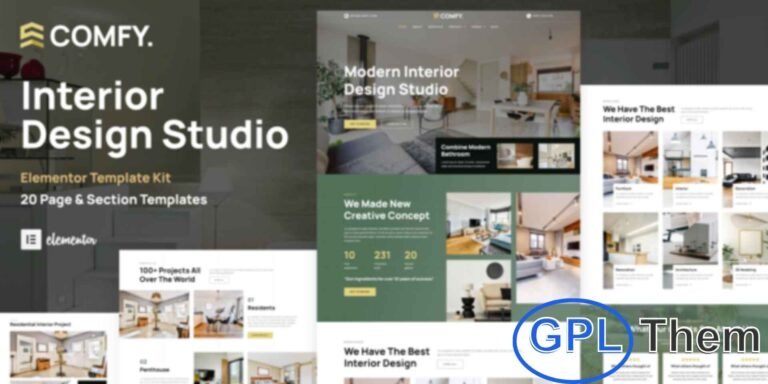 Comfy – Interior Design Studio & Architecture Elementor Template Kit Comfy is a modern Elementor Pro Template Kit perfect for interior design studios, architects, and interior design professionals.