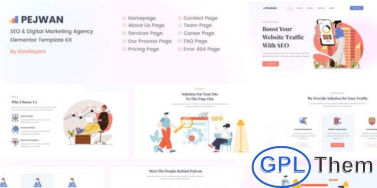 Pejwan – SEO & Digital Marketing Agency Elementor Template Kit Pejwan is a modern Elementor Template Kit designed for SEO agencies, digital marketing firms, and online marketing service providers. Featuring 10 fully customizable pages, it helps you create a professional, visually appealing, and responsive website.