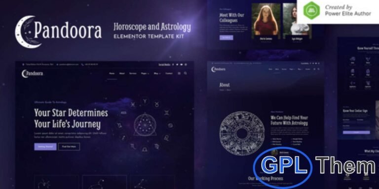Pandoora – Horoscope & Astrology Elementor Template Kit Pandoora is a modern Elementor Template Kit designed for horoscope, astrology, numerology, tarot, fortune-telling, energy healing, and holistic services websites. Featuring a clean, professional, and fully responsive design, Pandoora allows you to showcase your mystical services effectively.