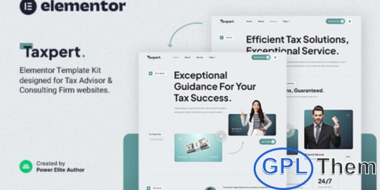 Taxpert – Tax Advisor & Consulting Elementor Template Kit Taxpert is a modern Elementor Template Kit designed for tax advisors, consultants, and accounting professionals. Perfect for showcasing expertise in tax planning, bookkeeping, financial consulting, and other accounting services, it offers a sleek and professional design.