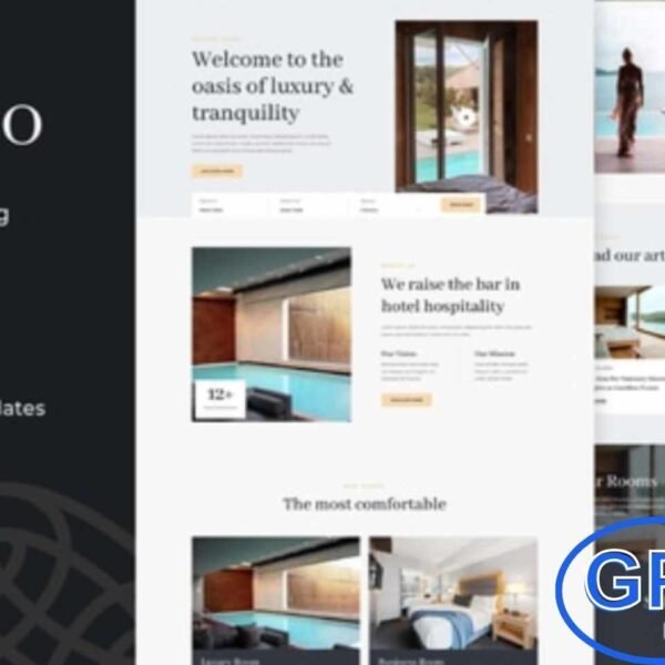 Palazo – Hotel and Resort Booking Elementor Template Kit Palazo is a modern Elementor Template Kit designed for hotels, resorts, villas, apartments, guesthouses, and hostels. Perfect for websites with online booking and reservation forms, it features a clean, professional, and fully responsive design.