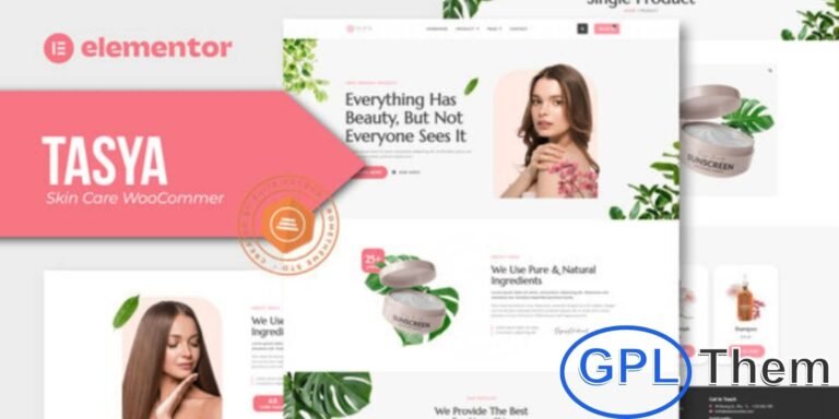 Tasya – Skin Care WooCommerce Elementor Template Kit Tasya is a modern WooCommerce Elementor Template Kit designed for skincare brands, cosmetic shops, and beauty product businesses. With 11+ pre-built templates, it features a clean, fully responsive design that looks great on all devices.