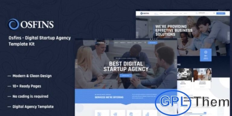 Osfins – Digital Startup Agency Elementor Template Kit Osfins is a modern Elementor Template Kit built for digital startup agencies and business websites. Designed with a professional and creative style, it is perfect for startups, consulting firms, corporate companies, marketing agencies, SEO agencies, web design, web development, and portfolio showcases.