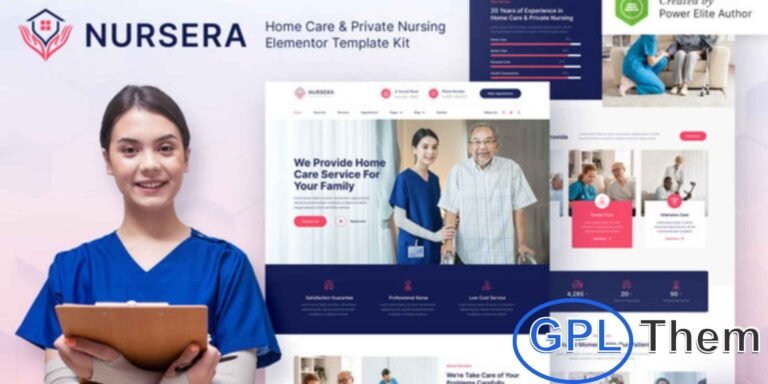 Nursera – Home Care & Private Nursing Services Elementor Template Kit Nursera is a modern Elementor Template Kit designed for home care, private nursing, senior care, elderly support, and medical service websites. Featuring a clean, professional, and fully responsive design, it allows you to showcase services, facilities, and care programs effectively.