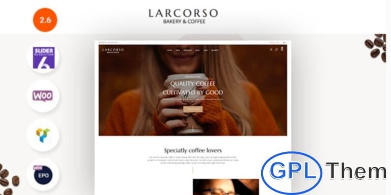 Larcorso – Coffee Shop WooCommerce WordPress Theme Larcorso – Coffee Shop WooCommerce Theme is a modern, fully customizable solution for cafés, coffee shops, and online beverage stores. With a drag-and-drop page builder, multiple homepage layouts, and customizable headers and footers, Larcorso makes it easy to create a unique online store.
