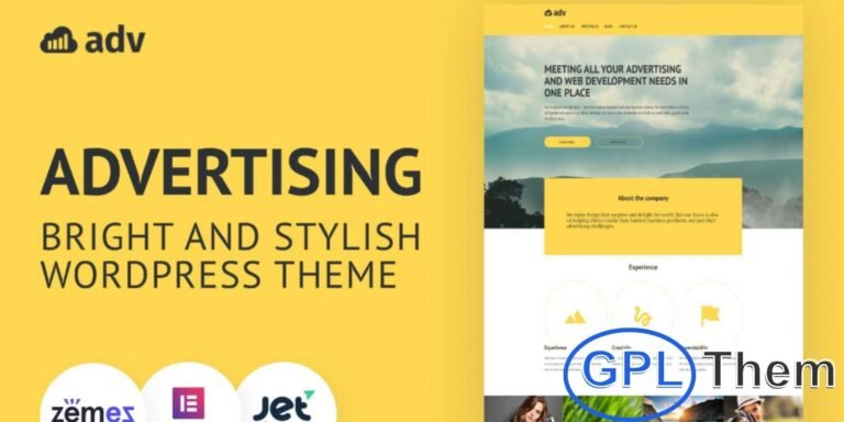 Adv – Bright and Stylish WordPress Advertising Theme Adv is a bright, modern, and stylish WordPress theme designed specifically for advertising and promotional businesses. In today’s competitive advertising industry, having a strong online presence is essential to stay ahead of the competition.