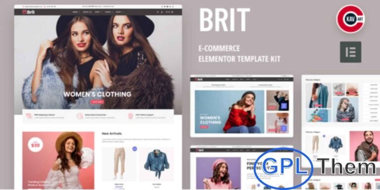 Brit – WooCommerce Elementor Pro Template Kit Brit is a versatile Elementor Pro Template Kit designed for WooCommerce stores and e-commerce businesses. With Brit, you can quickly create a stunning online shop to showcase and sell your products.