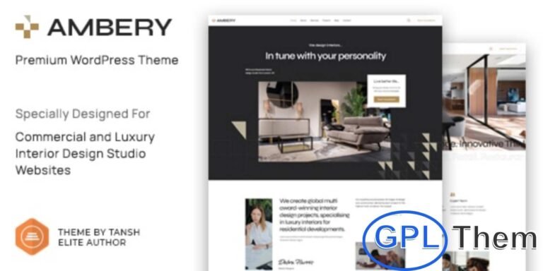 Ambery – Interior Design WordPress Theme Ambery is a sleek, modern, and fully responsive WordPress theme crafted for commercial and luxury interior design studios. Designed to showcase your projects with elegance, it offers a professional online presence that impresses clients and partners. The theme is optimized for speed, performance, and SEO, ensuring your interior design studio stands out in search results.