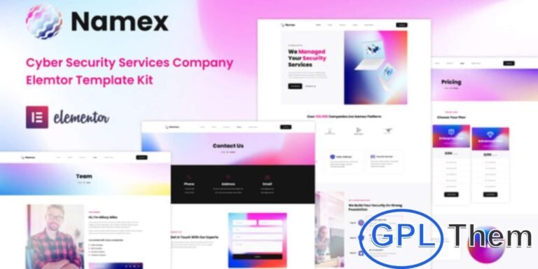 Namex – Cyber Security Services Company Elementor Template Kit Namex is a modern Elementor Template Kit designed for cyber security companies, IT security providers, and individual consultants. Featuring a clean, professional, and fully responsive design, it allows you to showcase services, solutions, and expertise effectively.