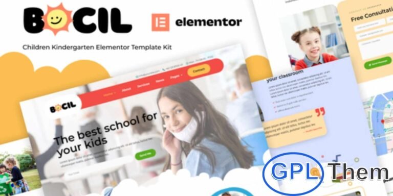 Bocil – Children & Kindergarten Elementor Template Kit Bocil is a modern Elementor Template Kit specially designed for kindergartens, nurseries, preschools, childcare centers, and other child-focused businesses. With a clean, pixel-perfect design, this template ensures a professional and engaging online presence.