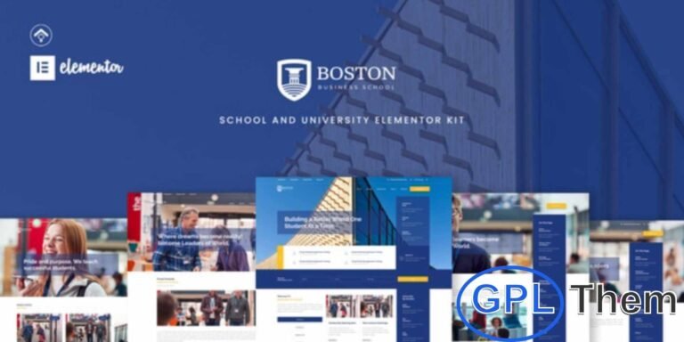 Boston – School & University Elementor Template Kit Boston is a modern Elementor Template Kit designed for schools, universities, colleges, and educational institutions. This template kit includes all essential features for academic websites, such as course listings, research highlights, events, staff profiles, and civil service information.