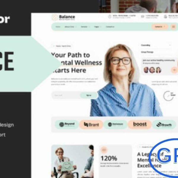 Balance – Mental Health Clinic Elementor Template Kit Balance is a modern Elementor Template Kit designed specifically for mental health clinics, counseling centers, and wellness services. This versatile kit is perfect for websites offering therapy, psychological practice, psychiatry, online mental health services, and general healthcare.
