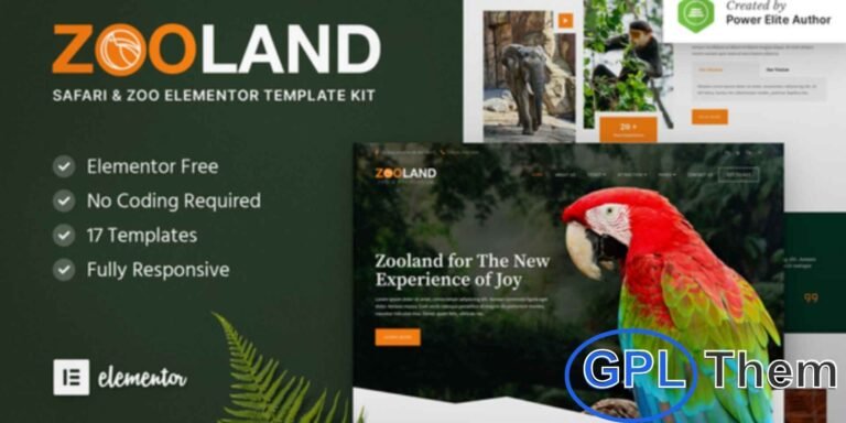 Zooland – Safari & Zoo Elementor Template Kit Zooland is a beautifully crafted Elementor Template Kit tailored for safari parks, zoos, animal conservation, wildlife tours, and travel websites.