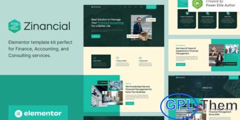 Zinancial – Finance & Accounting Services Elementor Template Kit Zinancial is a sleek and modern Elementor Template Kit designed for finance and accounting businesses. Ideal for financial services, accounting firms, finance companies, financial advisors, consultants, and related businesses, this template kit helps you build a professional WordPress website effortlessly.