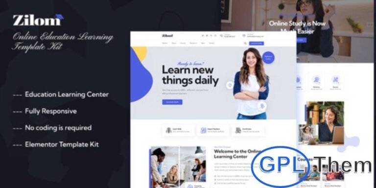 Zilom – Online Education & Learning Elementor Template Kit Zilom is a modern and fully responsive Elementor Template Kit designed for online education platforms, schools, universities, colleges, academies, tuition centers, language courses, e-learning, and LMS websites.