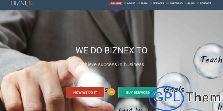 Biznex – Business Portfolio WordPress Theme by Tesla Themes Biznex is a versatile WordPress theme designed for business portfolios, agencies, and corporate websites. Its clean, modern design allows you to showcase projects, services, and company information professionally. Fully responsive and mobile-friendly, Biznex ensures a seamless experience across desktops, tablets, and smartphones.