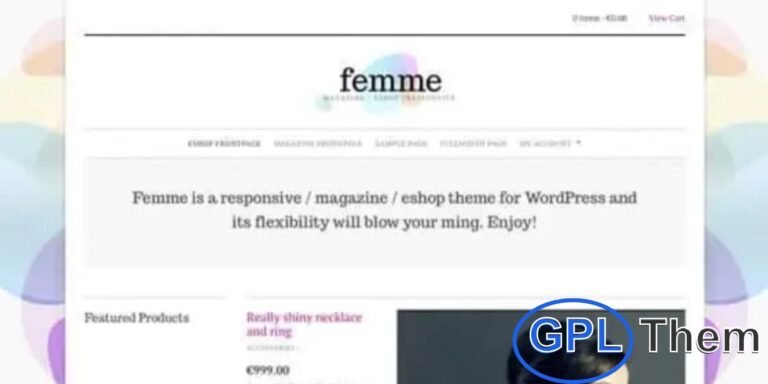 CSSIgniter – Femme WordPress Theme Download the CSSIgniter Femme WordPress Theme, a modern and stylish theme designed for fashion blogs, lifestyle websites, and personal portfolios. With its clean and visually appealing layout, Femme makes it easy to showcase articles, images, videos, and featured posts in a professional and engaging way.