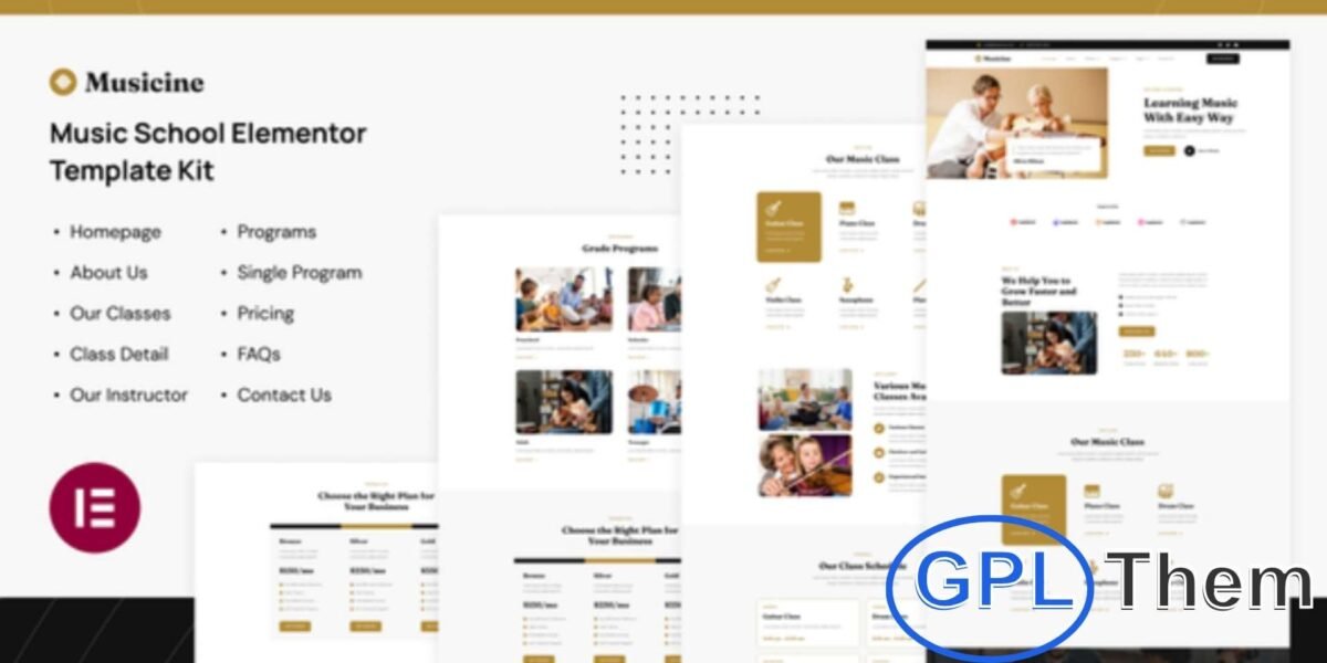 Musicine – Music School Elementor Template Kit Musicine is a modern Elementor Template Kit crafted for music schools, academies, and creative learning centers. Ideal for music courses, vocal schools, private music teachers, art academies, and recording studios, it features a unique and artistic design.