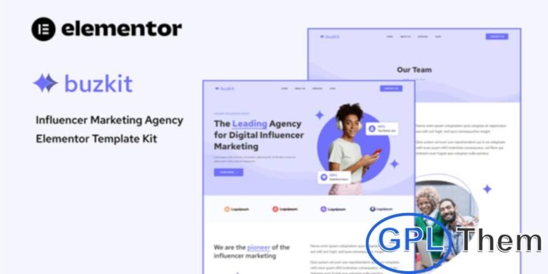 Buzkit – Influencer Marketing Agency Elementor Template Kit Buzkit is a stylish and modern Elementor Template Kit crafted for influencer marketing agencies, startups, and creative service websites. Packed with 10 professionally designed pages, it helps you build a powerful online presence with ease.