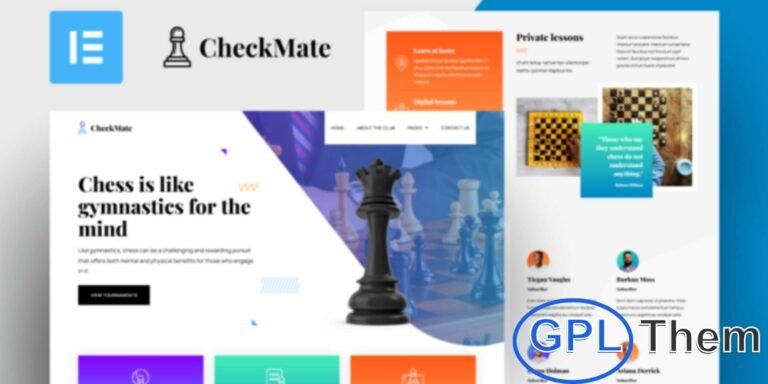 CheckMate – Chess Club & Tournaments Elementor Template Kit CheckMate is a premium Elementor Pro Template Kit designed for chess clubs, tournaments, and board game communities. With a modern and professional design, it’s perfect for showcasing chess events, training sessions, and club activities.