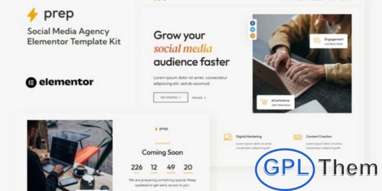 Prep – Social Media Agency Elementor Template Kit Prep is a modern Elementor Template Kit designed for social media agencies, digital marketers, and creative businesses. With clean layouts and professional design elements, it’s perfect for showcasing social media management, content marketing, branding, and digital strategy services.