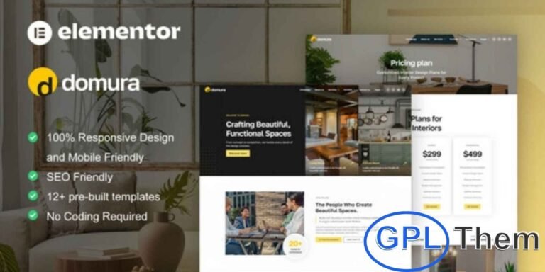 Domura – Interior Design & Architecture Elementor Pro Template Kit Domura is a sleek Elementor Pro Template Kit designed for interior designers, architects, real estate agencies, and furniture businesses. With 12+ modern, fully responsive templates, it allows you to create a professional website to showcase your projects, designs, and services.