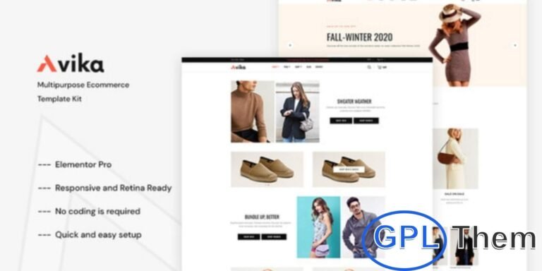 Avika – Multipurpose eCommerce Elementor Pro Template Kit Avika is a versatile Elementor Pro Template Kit designed for fashion shops, online stores, and eCommerce websites. Fully compatible with WooCommerce, it provides everything you need to sell products online while offering a seamless shopping experience.