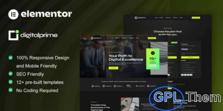 DigitalPrime – Digital Agency Elementor Template Kit DigitalPrime is a modern Elementor Template Kit designed for digital agencies, creative businesses, and online service providers.