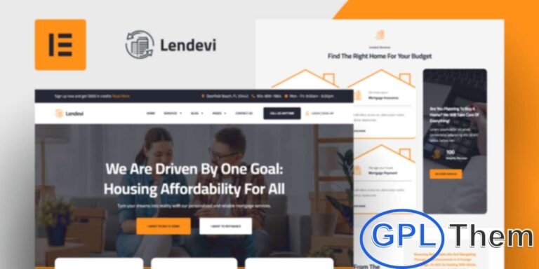 Lendevi – Mortgage Elementor Pro Template Kit Lendevi is a professional Elementor Pro Template Kit designed for mortgage, insurance, and financial service websites. Perfect for brokers, home loans, leasing, and real estate businesses, this template kit offers a modern and clean design that highlights your services effectively.