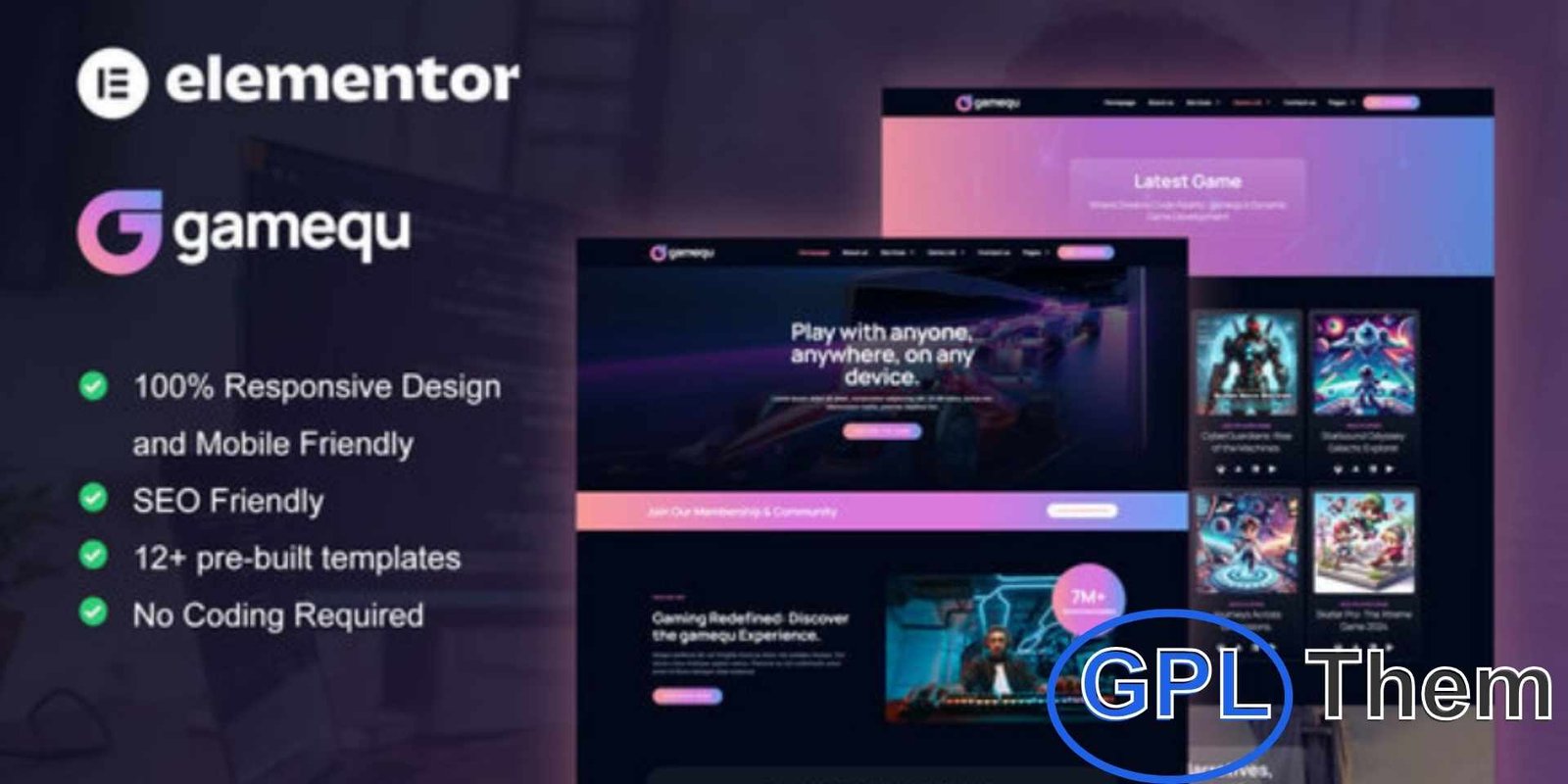 Gamequ – Game Publisher Elementor Pro Template Kit Gamequ – Game Publisher Elementor Pro Template Kit Gamequ is a professional Elementor Pro Template Kit built for game publishers, developers, and gaming studios. With its clean and modern design, it’s perfect for creating official gaming websites, game portfolios, online shops, review platforms, and streaming pages.