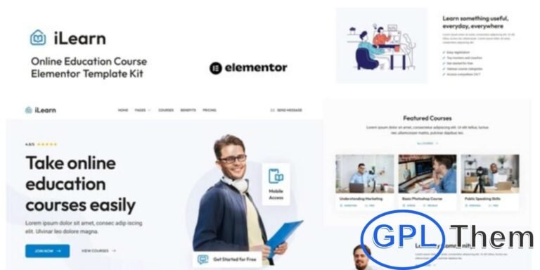 iLearn – Online Education Course Elementor Template Kit iLearn is a modern Elementor Template Kit designed to help you quickly build professional online education and e-learning websites. Perfect for online courses, tutorials, subscription-based programs, and mentoring platforms, it offers everything you need to showcase your classes and resources effectively.
