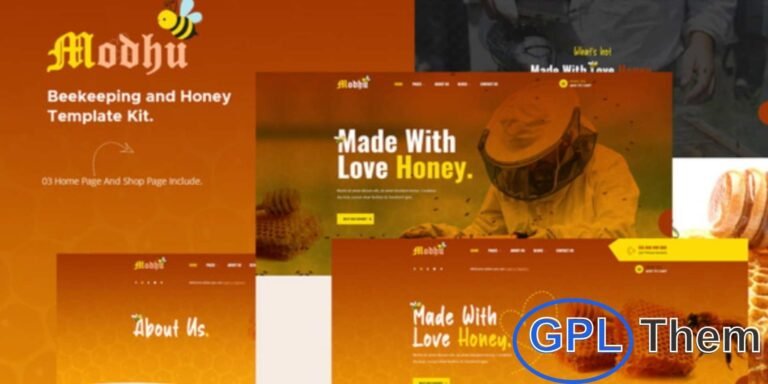 Modhu – Beekeeping & Honey Elementor Template Kit Modhu is a beautifully designed Elementor Template Kit crafted for beekeeping, honey production, and organic food websites. Perfect for showcasing honey products, promoting beekeeping techniques, or creating an online honey shop, this kit makes building your site quick and easy.