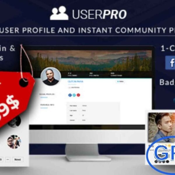 UserPro – Community and User Profile WordPress Plugin + All Addons UserPro is an all-in-one WordPress plugin that makes it easy to build a complete community website. It offers stunning front-end user profiles, custom login, and registration forms to enhance user experience.