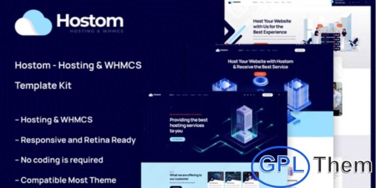 Hostom – Hosting & WHMCS Elementor Template Kit Hostom is a modern and professional Elementor Template Kit built for web hosting and domain-related businesses. Perfect for hosting companies, domain providers, cloud hosting services, VPS hosting, and WHMCS integration, this kit helps you create a sleek and functional website with ease.
