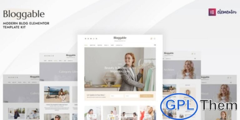 Bloggable – Modern Blog Elementor Template Kit Bloggable is a stylish Elementor Template Kit designed for modern blogging websites. Perfect for lifestyle blogs, fashion blogs, magazines, personal blogs, and creative writers, it offers versatile layouts that fit any niche.