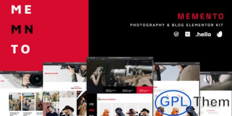 Memento – Photography & Blog Elementor Template Kit Memento is a modern Elementor Template Kit designed for photographers, studios, and creative bloggers. It goes beyond showcasing portfolios by highlighting your services, team, achievements, and studio details in a stylish way.