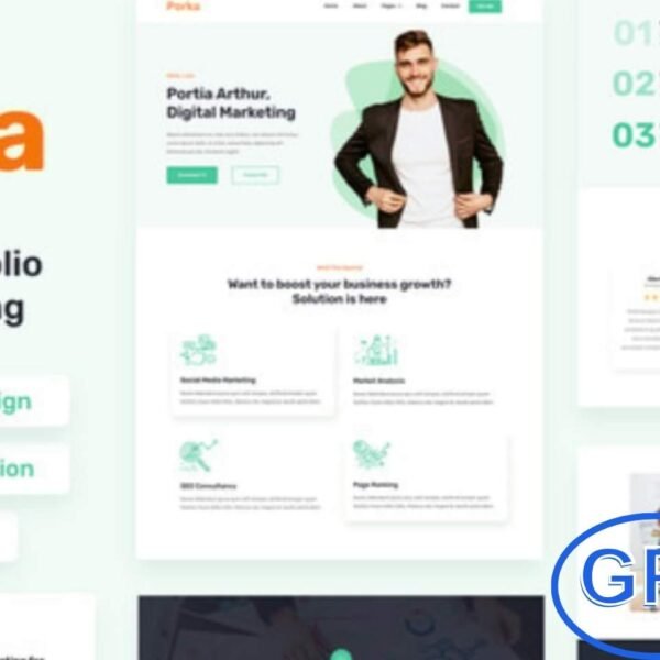 Porka – Digital Marketing & Personal Portfolio Elementor Template Kit Porka is a sleek Elementor Template Kit ideal for building professional personal portfolio websites. Perfect for showcasing your work, services, and digital marketing skills, this kit features a modern, responsive design that is easy to customize with Elementor.