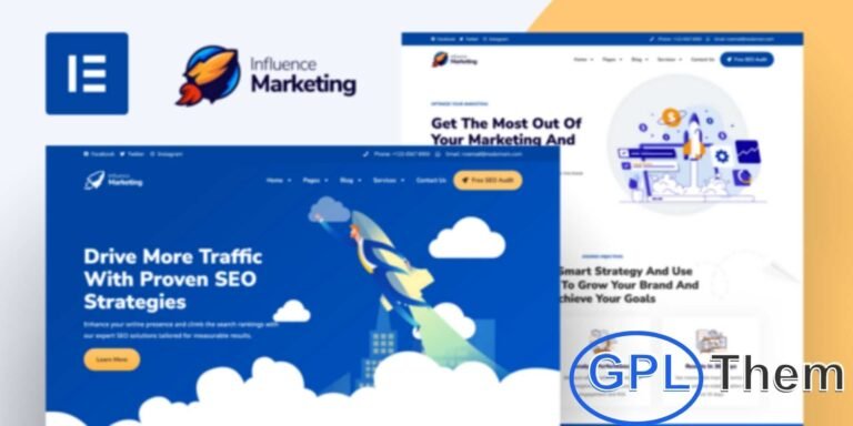 Influence Marketing – SEO & Digital Agency Elementor Pro Template Kit Influence Marketing is a modern Elementor Pro Template Kit designed for digital marketing agencies, SEO firms, and online marketing professionals. It includes a complete set of templates for SEO services, social media marketing, search engine optimization, and digital campaigns.