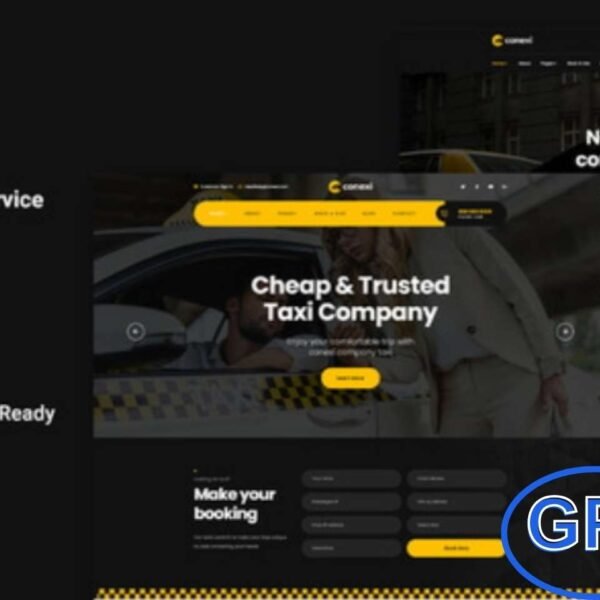 Conexi – Online Taxi Booking Service Elementor Template Kit Conexi is a stylish and modern Elementor Template Kit designed for online taxi booking, cab services, car rentals, private car hire companies, and ride-hailing agencies. It is also suitable for rent-a-car businesses and car repair shops.