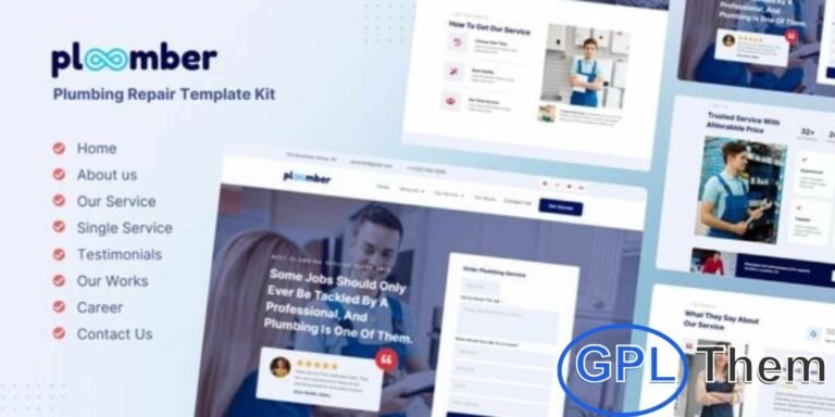 Ploomber – Plumbing Repair Elementor Template Kit Ploomber is a professional Elementor Template Kit crafted for plumbing repair and maintenance service businesses. Designed with industry-focused layouts, it helps you build a modern and effective website that highlights your services, expertise, and reliability.