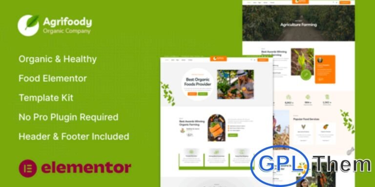 Agrifoody – Organic & Healthy Food Elementor Template Kit Agrifoody is a modern and clean Elementor Template Kit designed for agriculture, farms, farmers, eco-friendly solutions, and organic food businesses. Crafted after thorough research of top-performing websites, it includes all essential features to meet the needs of even the most demanding users.