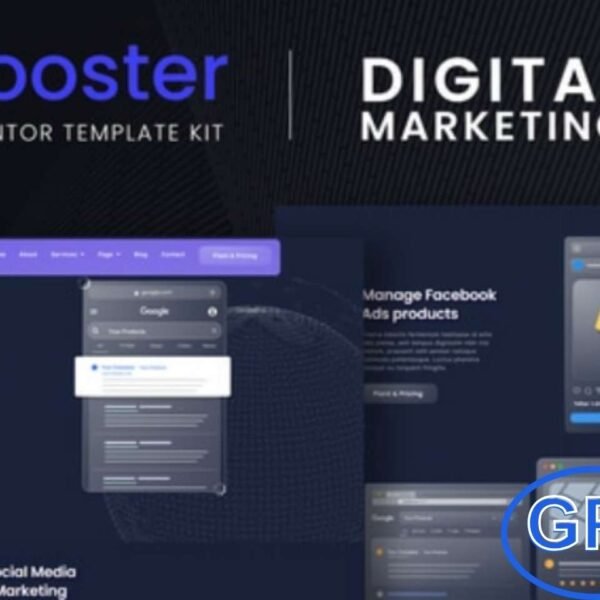 Booster – Digital Marketing Elementor Template Kit Booster is a modern Elementor Template Kit designed for digital marketing agencies, creative businesses, and online service providers. With fully responsive and professional layouts, it allows you to showcase services such as SEO, social media marketing, content marketing, and web development.