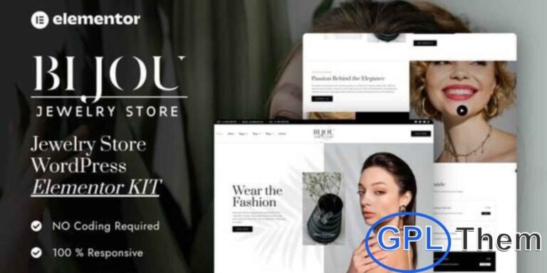 Bijou – Jewelry Store Elementor Pro Template Kit Bijou is a premium Elementor Pro Template Kit designed for creating stunning jewelry store websites quickly and easily. Perfect for showcasing rings, necklaces, bracelets, and other luxury accessories, this kit is fully customizable with Elementor and requires no coding skills.