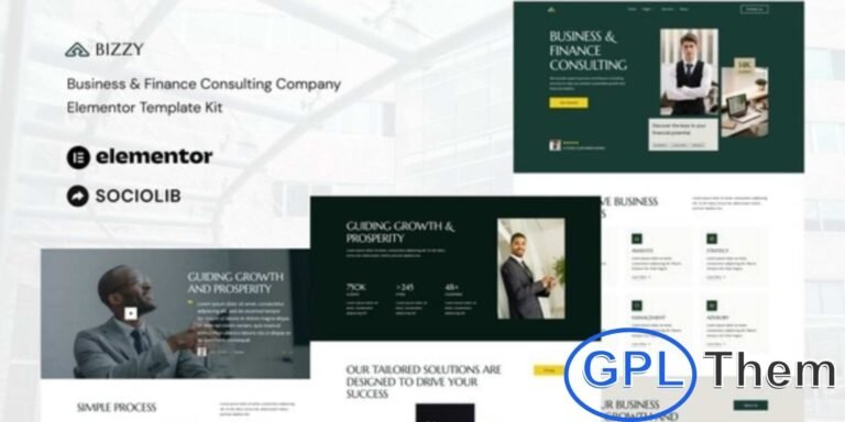 Bizzy – Business & Finance Consulting Elementor Template Kit Bizzy is a modern Elementor Template Kit designed to help you quickly create a professional business and finance consulting website using Elementor Page Builder for WordPress.